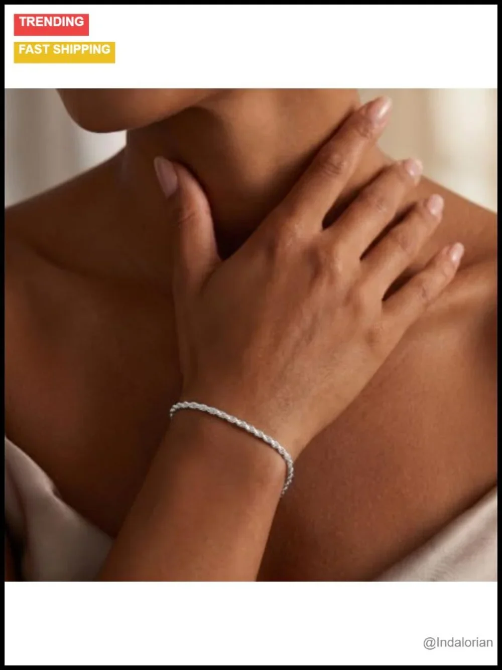 925 Sterling Silver Rope Chain Bracelet for Women 3.5mm